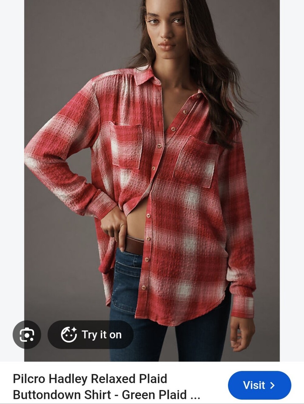 Pilcro  Anthropologie Pink 💓Plaid Flannel